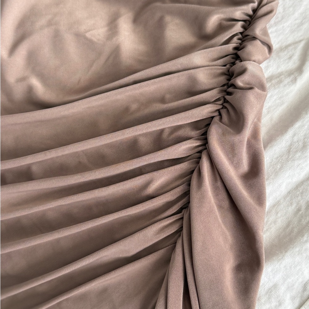 Tan Ruched Dress - Picture 3 of 4